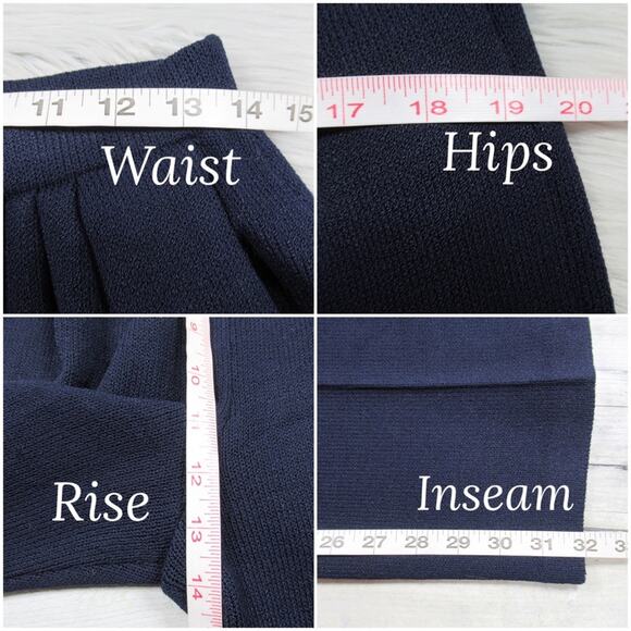 ST. JOHN Dark Blue Santana Knit Wool Blend Knit Trousers Pants Women’s Size 12 - Picture 10 of 12